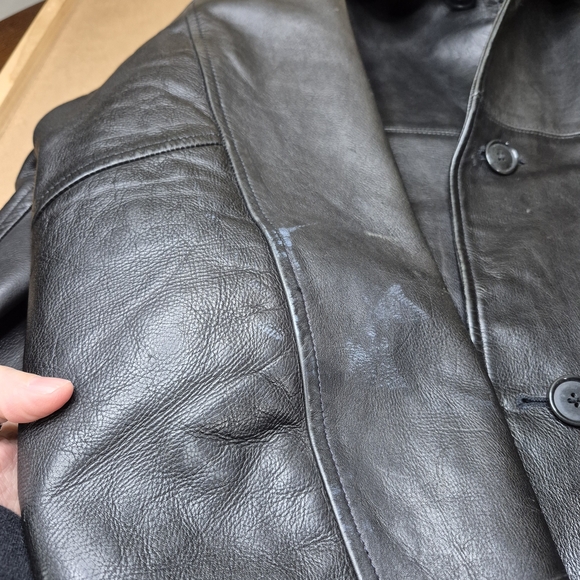Polo by Ralph Lauren Black Leather Button Up Coat - Picture 7 of 16